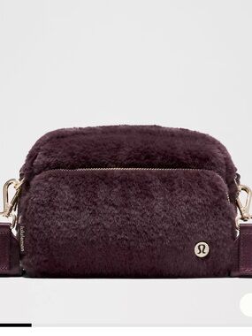 Lululemon Faux-Fur Crossbody Bag in Plum
